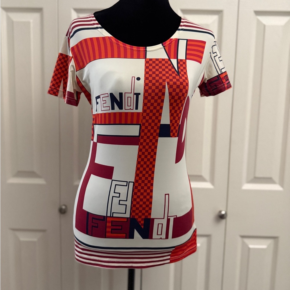 Authentic Fendi Red Graphic Women's Top